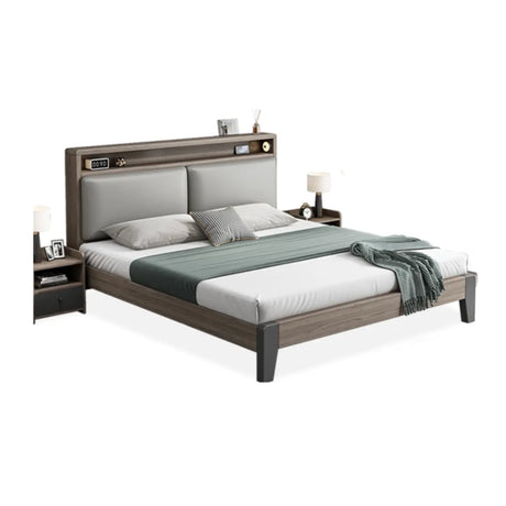 Gray Queen Platform Wood Storage Bed with Mattress Image - 2