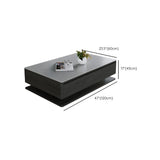 Gray Rectangular Stone Single Coffee Table with Drawers #size