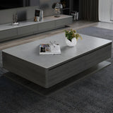 Gray Rectangular Stone Single Coffee Table with Drawers Image - 1