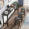 Gray Rectangular Wood Large Bistro Bar Table With Footrest Image - 1