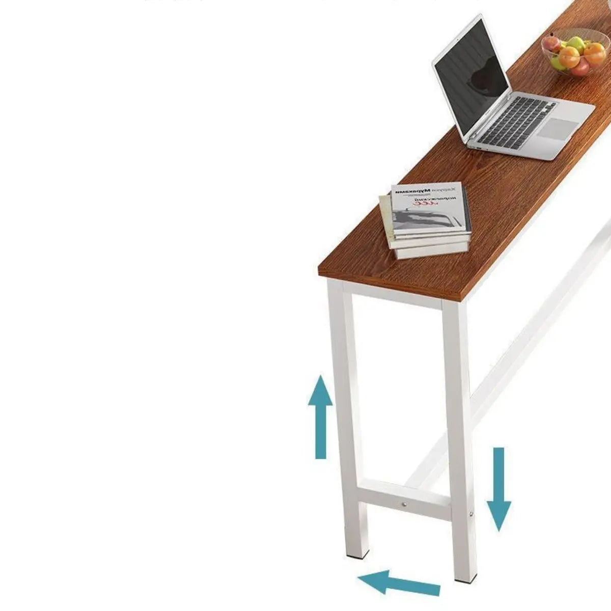 Gray Rectangular Wood Large Bistro Bar Table With Footrest Image - 13