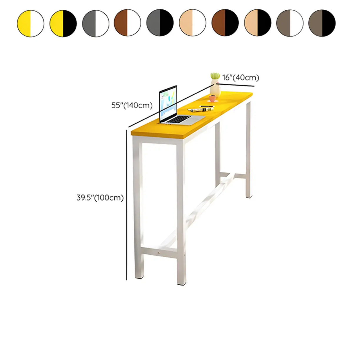 Gray Rectangular Wood Large Bistro Bar Table With Footrest Image - 15