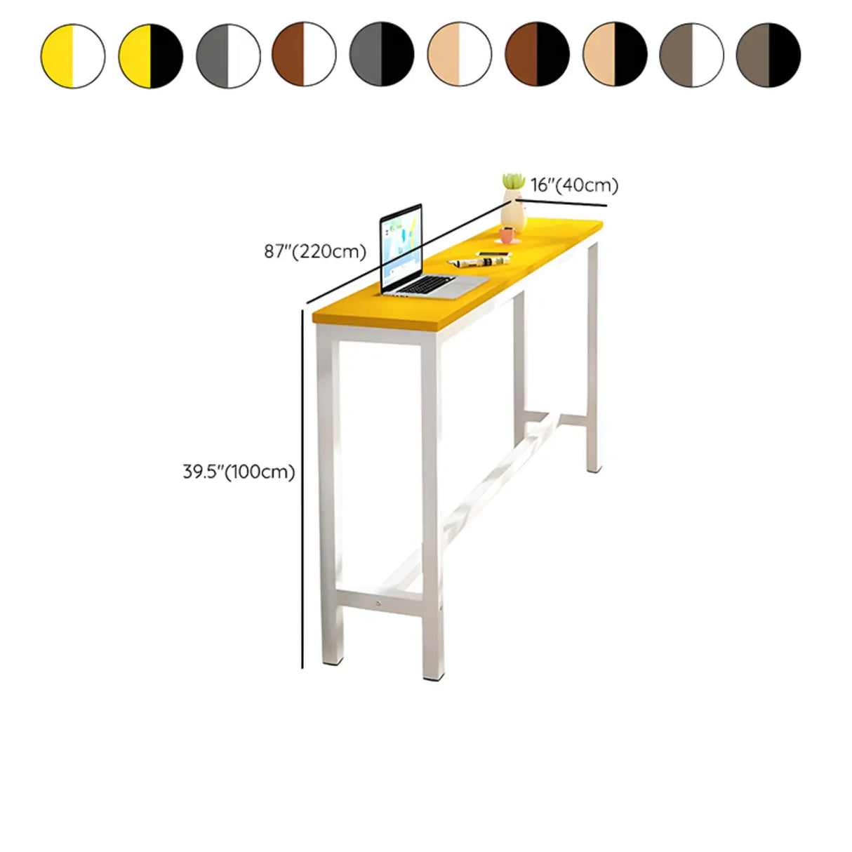 Gray Rectangular Wood Large Bistro Bar Table With Footrest Image - 19