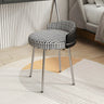 Gray Round Leather Upholstered Vanity Stool with Backrest Image - 19