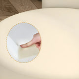 Gray Round Leather Upholstered Vanity Stool with Backrest Image - 13