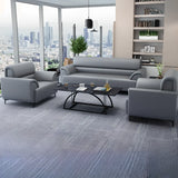 Gray Scratch Resistant Faux Leather Sofa Seating Group Image - 1