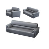 Gray Scratch Resistant Faux Leather Sofa Seating Group Image - 12