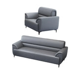 Gray Scratch Resistant Faux Leather Sofa Seating Group Image - 17