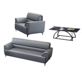 Gray Scratch Resistant Faux Leather Sofa Seating Group Image - 19