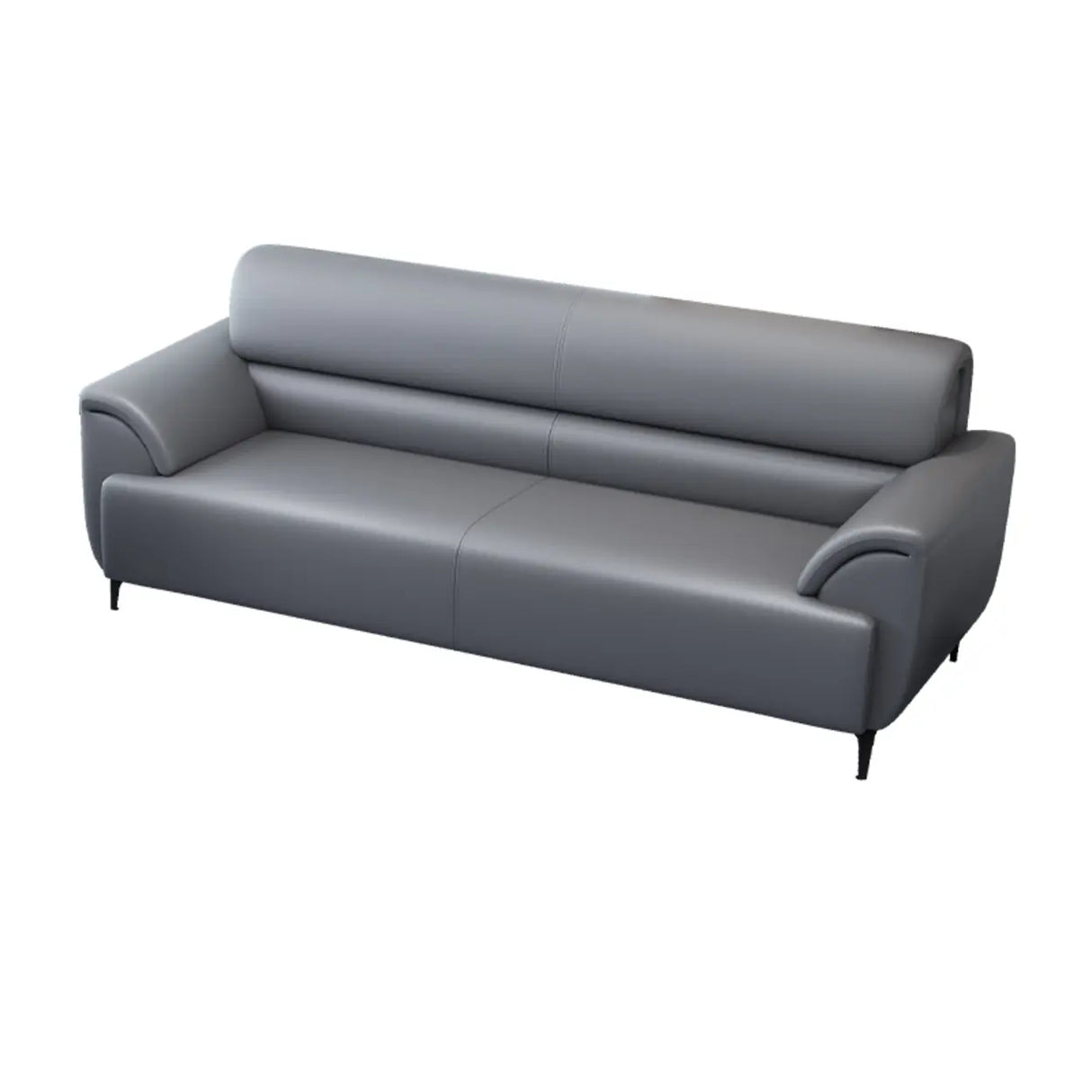 Gray Scratch Resistant Faux Leather Sofa Seating Group Image - 3