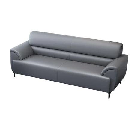 Gray Scratch Resistant Faux Leather Sofa Seating Group Image - 3