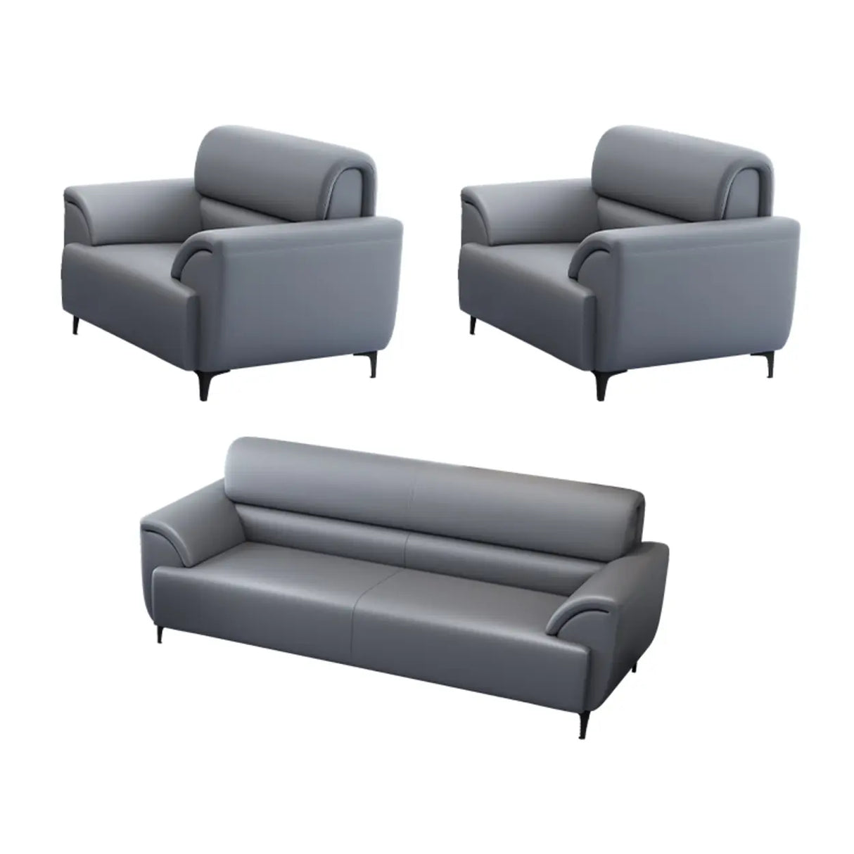 Gray Scratch Resistant Faux Leather Sofa Seating Group Image - 5