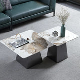 Gray Scratch Resistant Stone Square Bunching Tables Image - 1