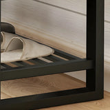 Gray Short Cushioned Entryway Bench with Shoe Storage Image - 12