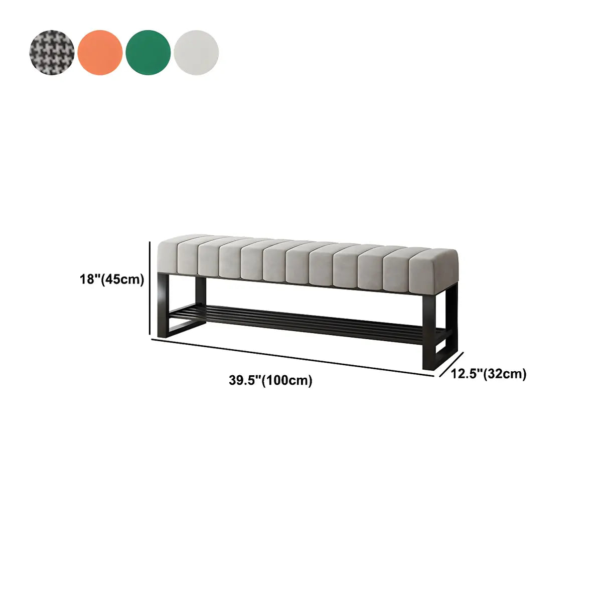 Gray Short Cushioned Entryway Bench with Shoe Storage Image - 16
