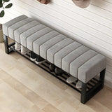 Gray Short Cushioned Entryway Bench with Shoe Storage Image - 4