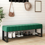 Gray Short Cushioned Entryway Bench with Shoe Storage Image - 8