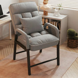 Gray Square Cotton Linen Small Recliner with Pocket Image - 1