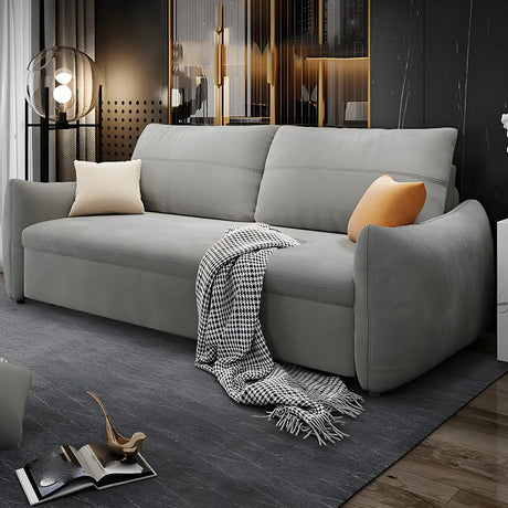 Gray Stain Resistant Cushion Back Square Arm Sofa Bed Image - 1