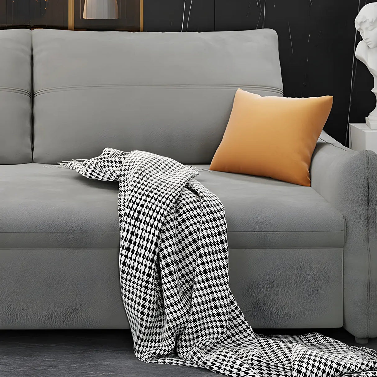 Gray Stain Resistant Cushion Back Square Arm Sofa Bed Image - 8