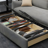 Gray Stain Resistant Cushion Back Square Arm Sofa Bed Image - 9