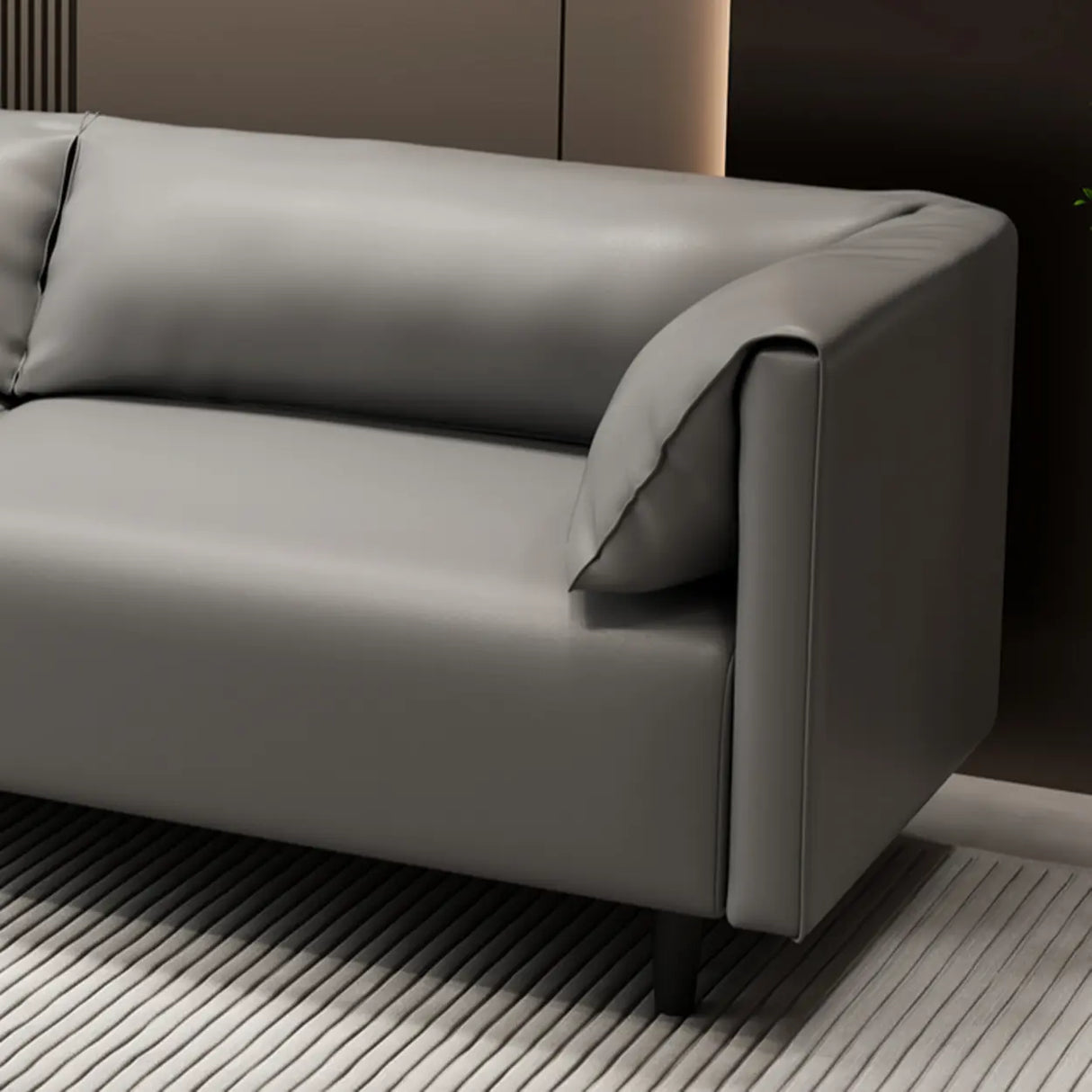 Gray Stain Resistant Leather Cushion Back Loveseat Image - 11