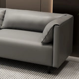 Gray Stain Resistant Leather Cushion Back Loveseat Image - 11