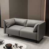 Gray Stain Resistant Leather Cushion Back Loveseat Image - 2