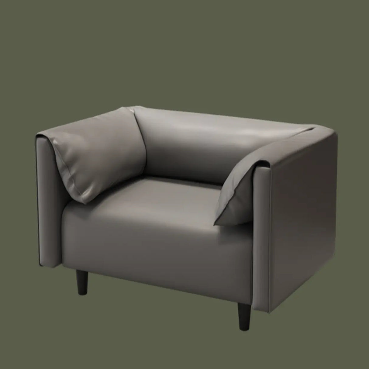 Gray Stain Resistant Leather Cushion Back Loveseat Image - 5