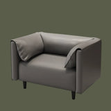 Gray Stain Resistant Leather Cushion Back Loveseat Image - 5