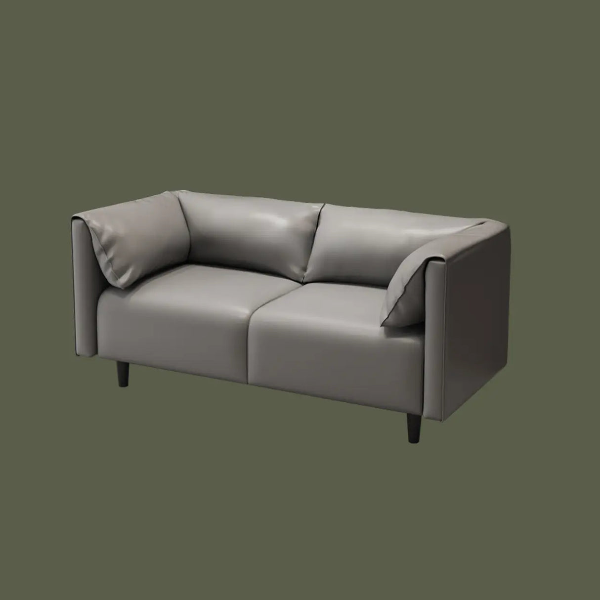 Gray Stain Resistant Leather Cushion Back Loveseat Image - 6