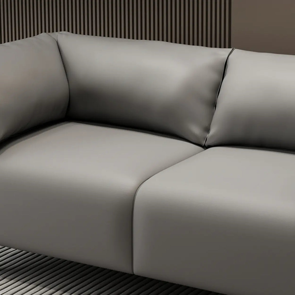 Gray Stain Resistant Leather Cushion Back Loveseat Image - 8