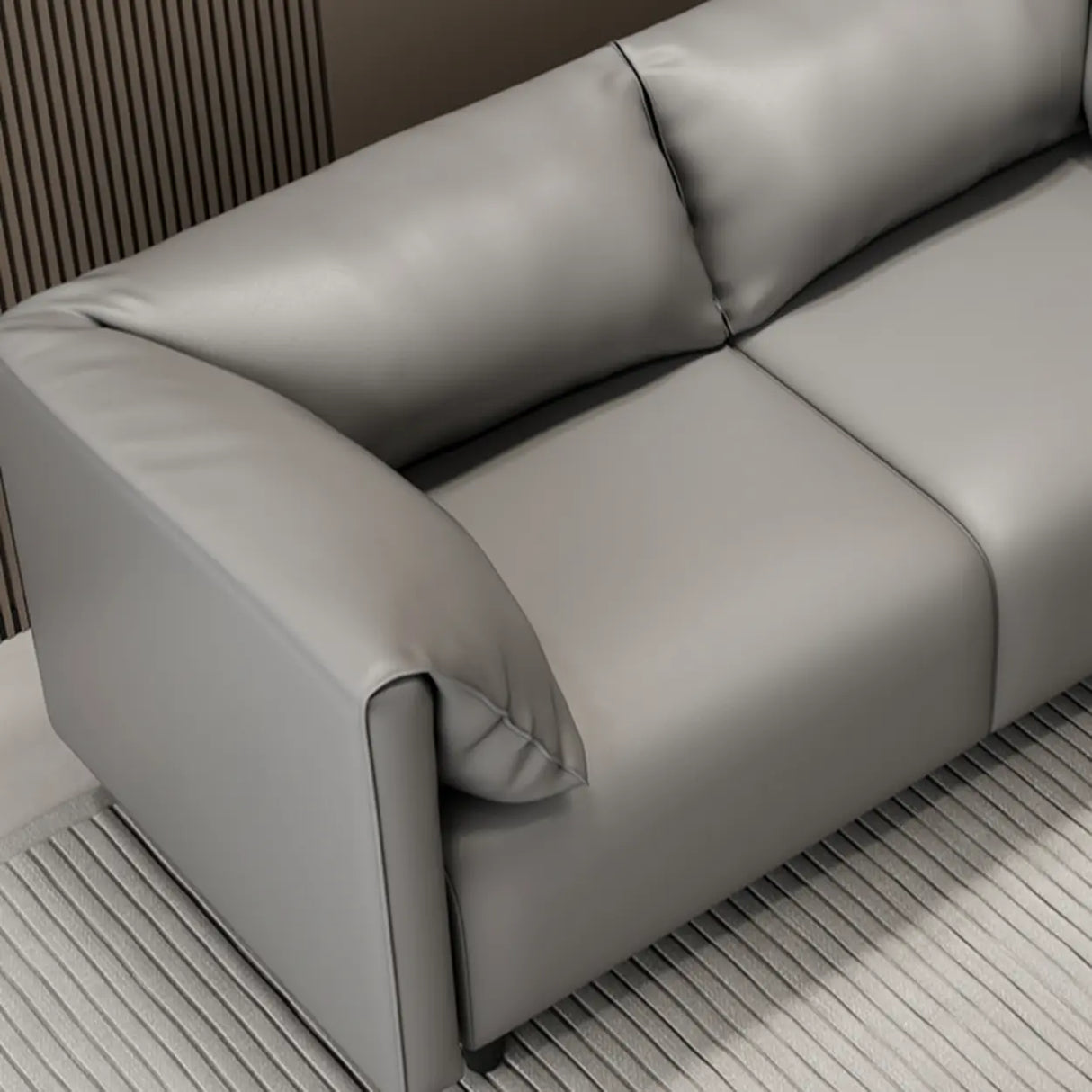 Gray Stain Resistant Leather Cushion Back Loveseat Image - 9