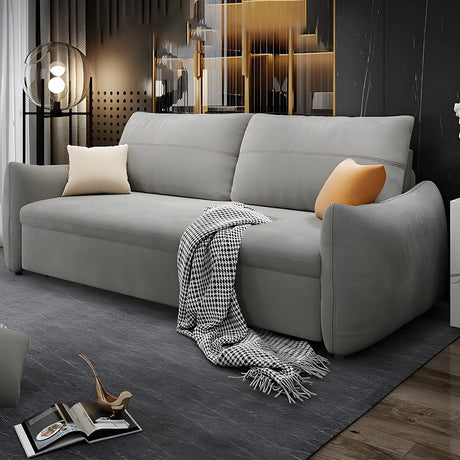 Gray Stain Resistant Velvet Square Arm Sleeper Sofa Image - 1