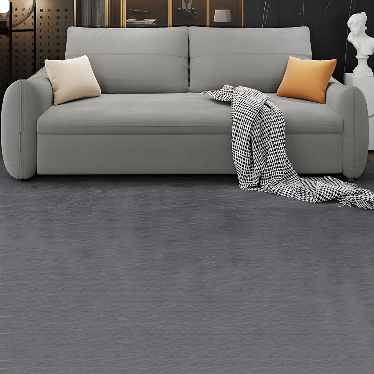 Gray Stain Resistant Velvet Square Arm Sleeper Sofa Image - 4