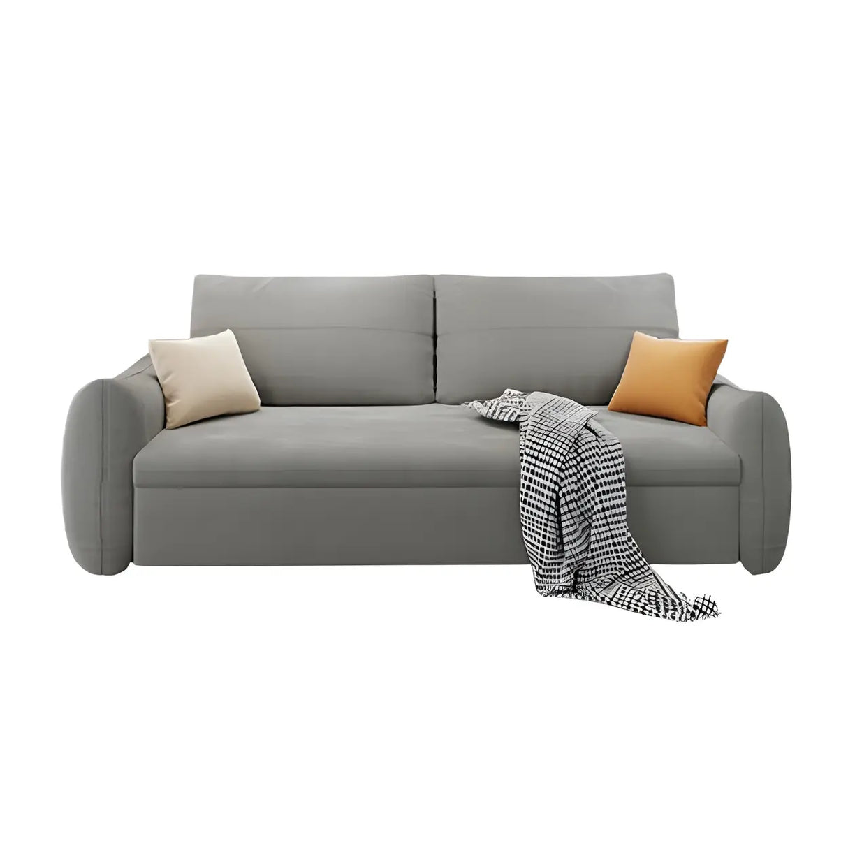 Gray Stain Resistant Velvet Square Arm Sleeper Sofa Image - 5