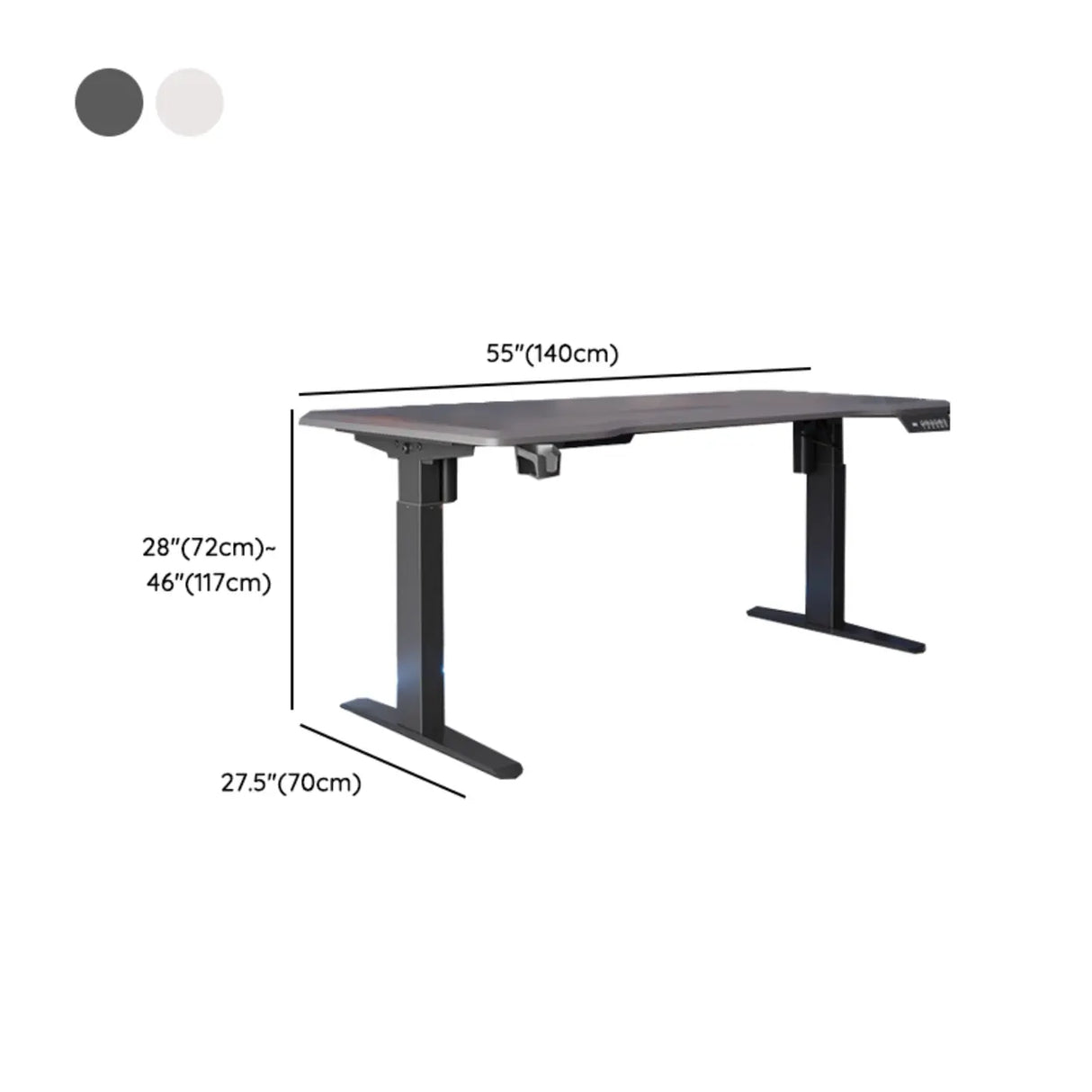 Gray Standard Adjustable Curved Wooden Computer Desk Image - 12