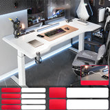 Gray Standard Adjustable Curved Wooden Computer Desk Image - 3