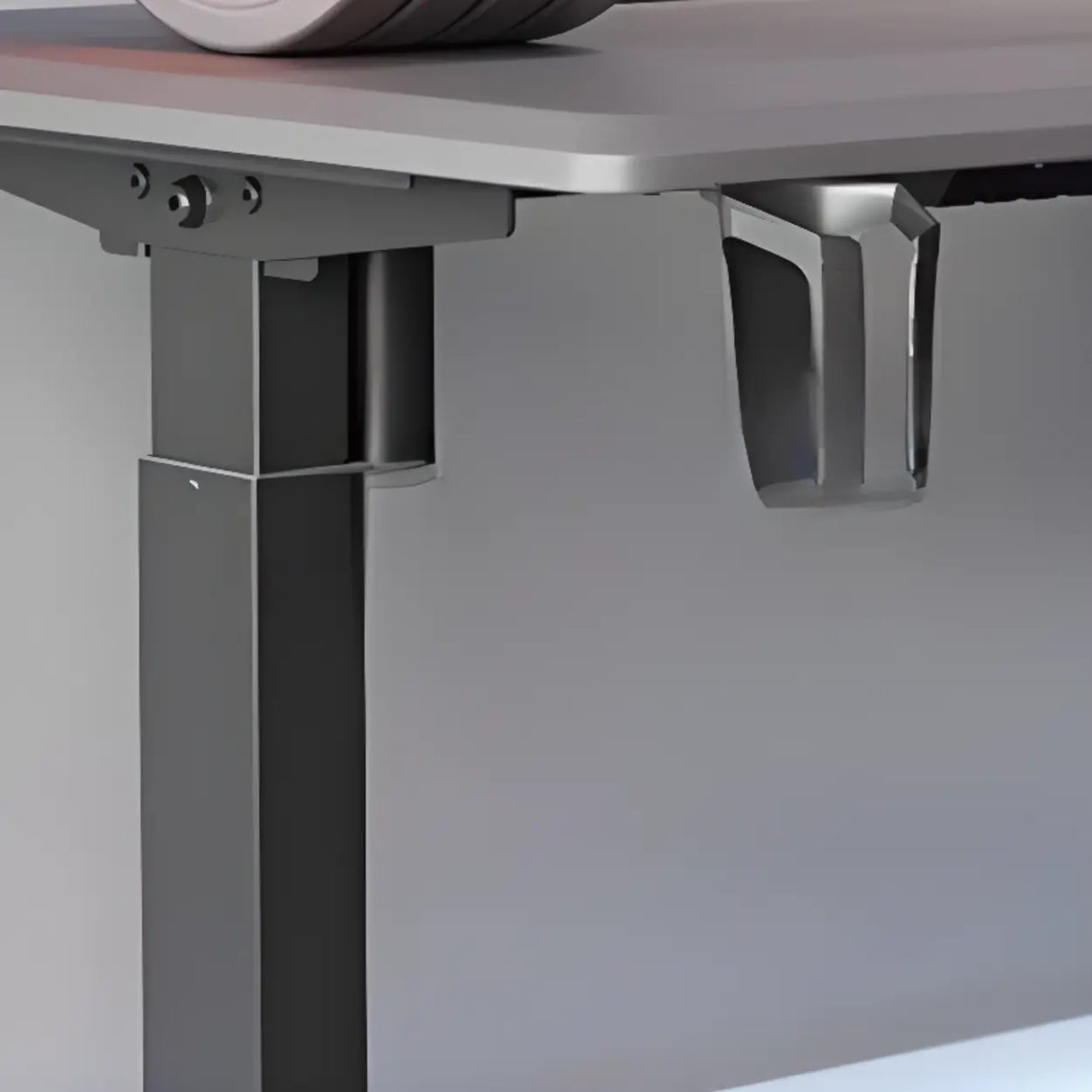 Gray Standard Adjustable Curved Wooden Computer Desk Image - 6