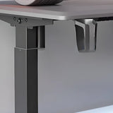 Gray Standard Adjustable Curved Wooden Computer Desk Image - 6