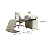 Gray Standard Curved Stone Computer Desk with Drawers Image - 12