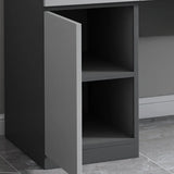 Gray Standard Wood Computer Desk with Cabinet and Shelf Image - 16