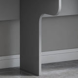 Gray Standard Wood Computer Desk with Cabinet and Shelf Image - 17