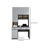 Gray Standard Wood Computer Desk with Cabinet and Shelf #size