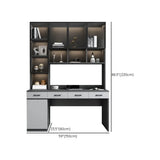 Gray Standard Wood Computer Desk with Cabinet and Shelf Image - 20