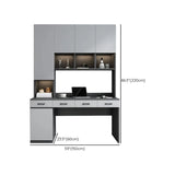 Gray Standard Wood Computer Desk with Cabinet and Shelf Image - 21