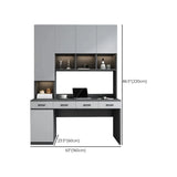 Gray Standard Wood Computer Desk with Cabinet and Shelf Image - 23