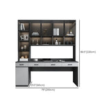 Gray Standard Wood Computer Desk with Cabinet and Shelf Image - 26