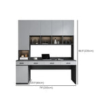 Gray Standard Wood Computer Desk with Cabinet and Shelf Image - 27