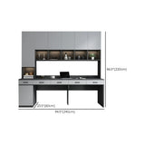 Gray Standard Wood Computer Desk with Cabinet and Shelf Image - 29